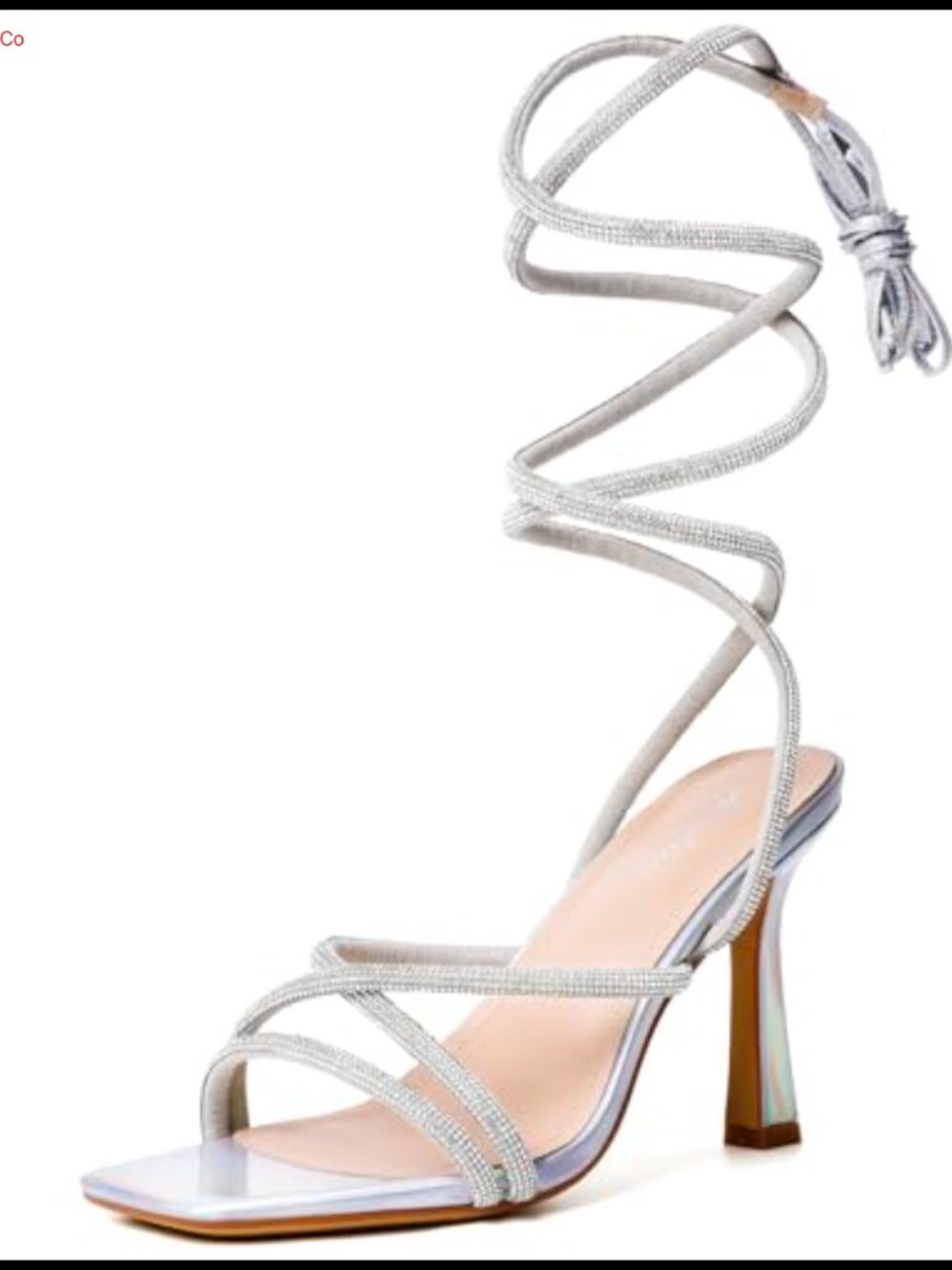 Faux Leather Lace Up Strappy High Heeled Sandals Square Open Toe Ankle Strap